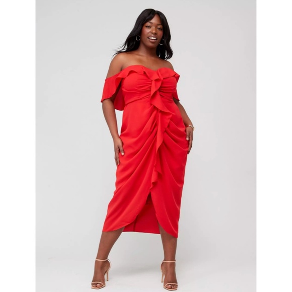 City Chic Va Va Voom Dress in Salsa Red - Picture 10 of 16